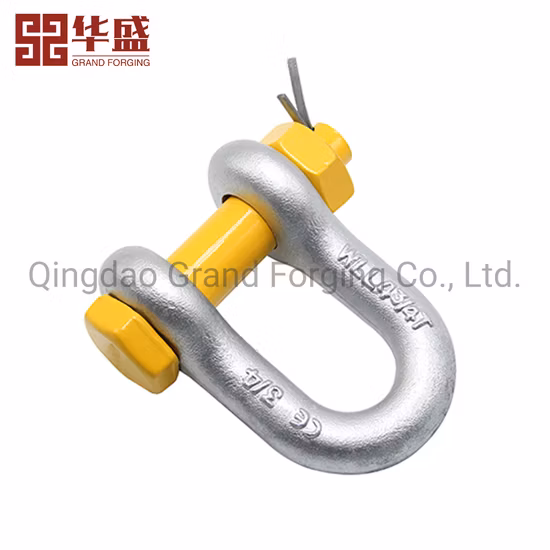Peças de forjamento de hardware de aparelhamento, tipo G210 G209 G2150 G2130, forjamento de aço carbono marinho, manilha de elevação de corrente forjada, manilha D, manilha de arco, manilha de âncora
